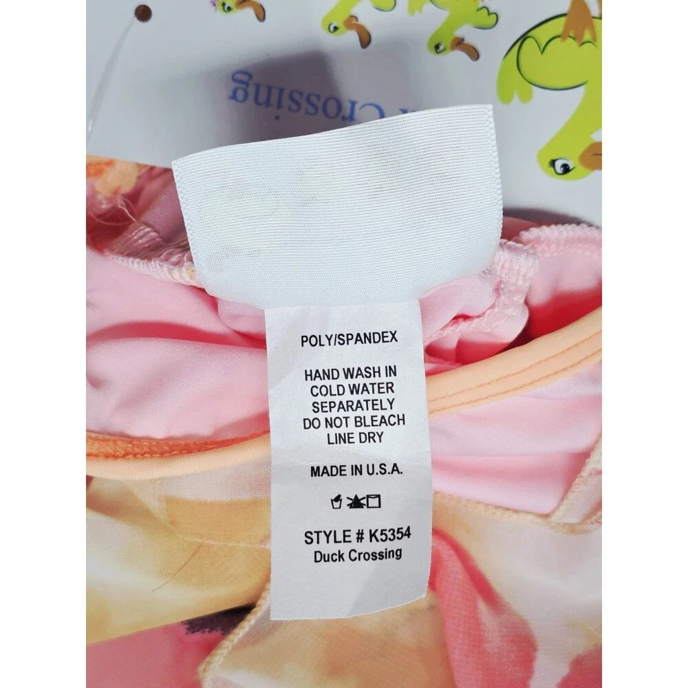 Duck Crossing Girls Ballet Tutu Skirted Leotard Dress 1pc Pink Orange Ruffle
